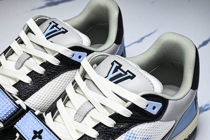 LEATHER SPORTS SHOES WHITE/BLACK/GREY/BLUE