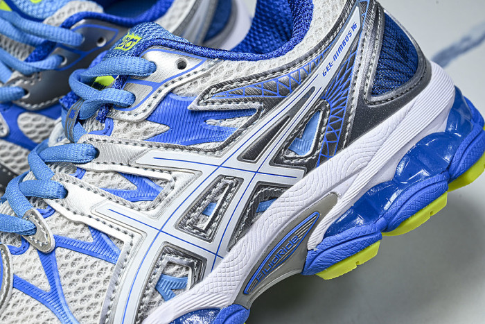 T485N-9101 GEL-NIMBUS 16 SPORTIVE CASUAL RUNNING SHOES WHITE/BLUE/SILVER/GREEN