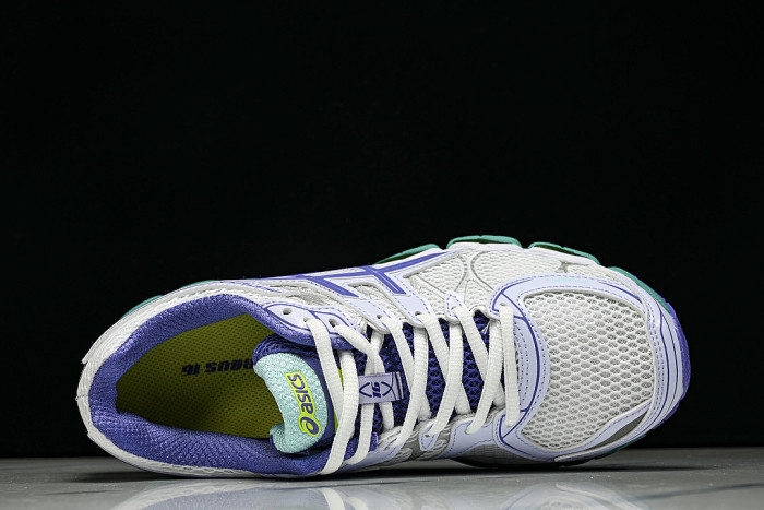 T566N-9101 GEL-NIMBUS 16 SPORTIVE CASUAL RUNNING SHOES WHITE/PURPLE/GREEN