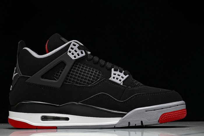 IX8180-001 AIR JORDAN 4 RETRO BRED AJ4 CASUAL SHOES BLACK/INKINESS
