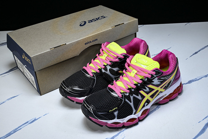 T485N-9005 GEL-NIMBUS 16 SPORTIVE CASUAL RUNNING SHOES BLACK/GREEN/PINK/SILVER