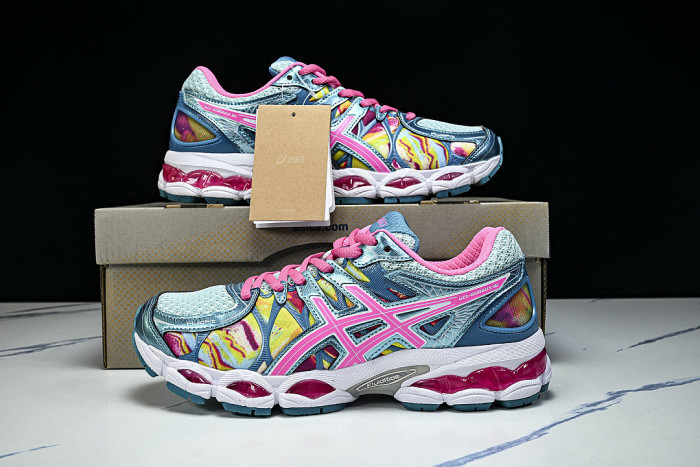 T485Q-0235 GEL-NIMBUS 16 SPORTIVE CASUAL RUNNING SHOES BLUE/PINK/GREEN/RED