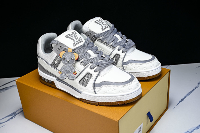 MAN TRAINER SPORTS SHOES LACE UP COWHIDE RUNNING SHOES CASUAL BOARD SHOES DARK GRAY/GREY