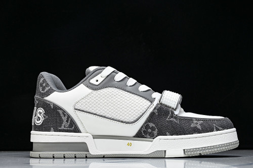 LEATHER SPORTS SHOES WHITE/BLACK/GREY