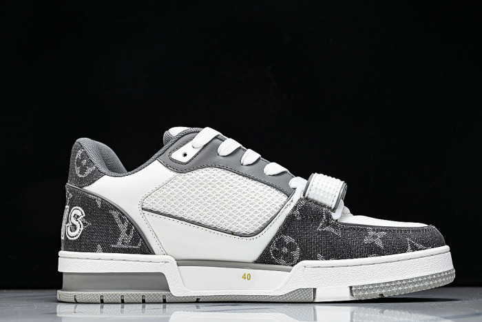LEATHER SPORTS SHOES WHITE/BLACK/GREY