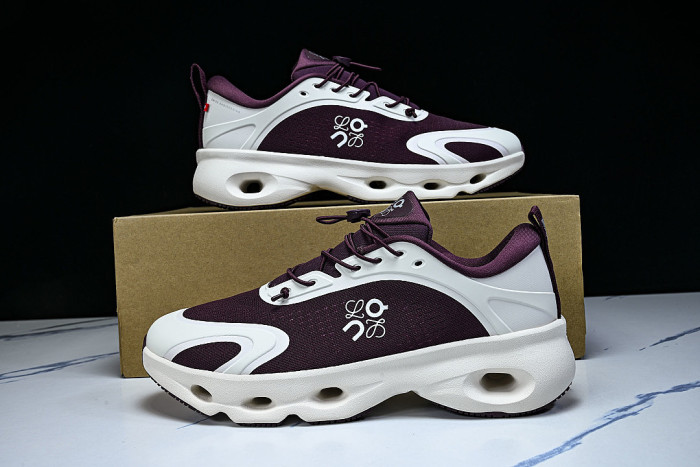 ON RUNNING LEISURE SPORTS SHOES WHITE/WINE RED