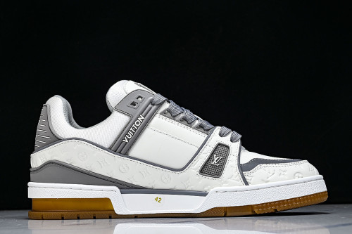 MAN TRAINER SPORTS SHOES LACE UP COWHIDE RUNNING SHOES CASUAL BOARD SHOES DARK GRAY/GREY
