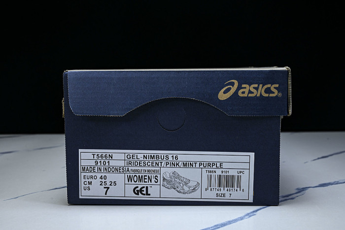 T566N-9101 GEL-NIMBUS 16 SPORTIVE CASUAL RUNNING SHOES WHITE/PURPLE/GREEN
