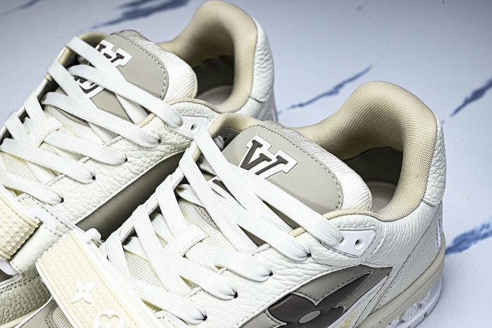 LEATHER SPORTS SHOES WHITE/BROWN/WHITE