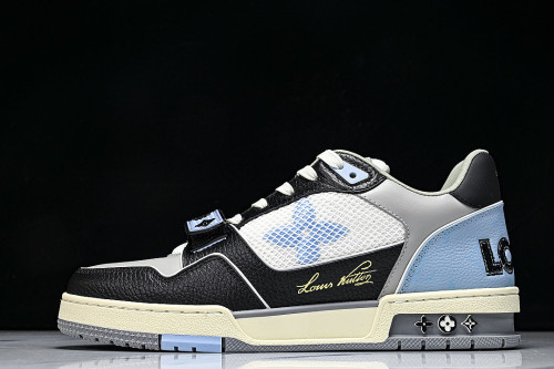 LEATHER SPORTS SHOES WHITE/BLACK/GREY/BLUE