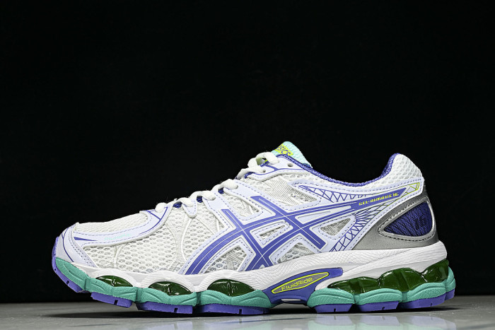T566N-9101 GEL-NIMBUS 16 SPORTIVE CASUAL RUNNING SHOES WHITE/PURPLE/GREEN
