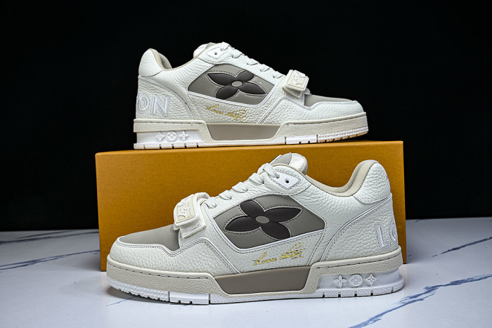 LEATHER SPORTS SHOES WHITE/BROWN/WHITE