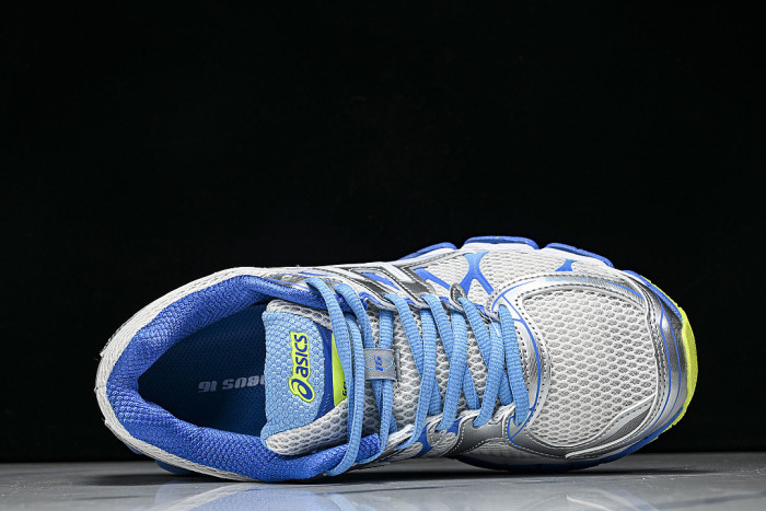 T485N-9101 GEL-NIMBUS 16 SPORTIVE CASUAL RUNNING SHOES WHITE/BLUE/SILVER/GREEN