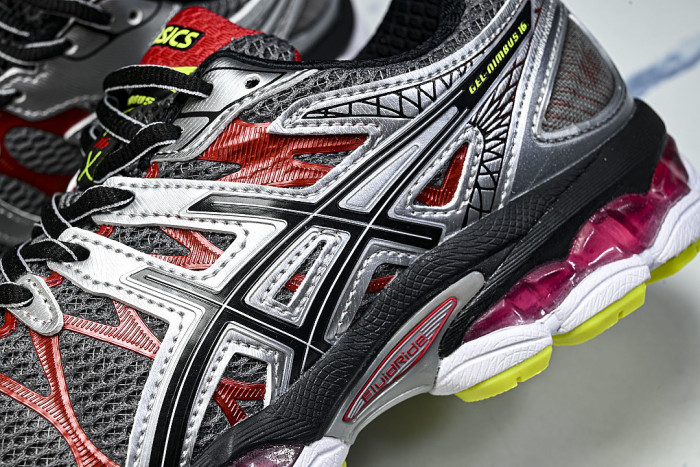 T437N-9790 GEL-NIMBUS 16 SPORTIVE CASUAL RUNNING SHOES GREY/SILVER/RED/BLACK/GREEN