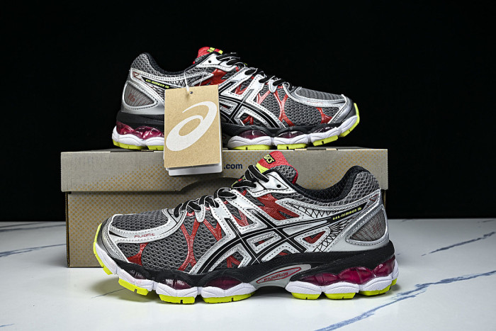 T437N-9790 GEL-NIMBUS 16 SPORTIVE CASUAL RUNNING SHOES GREY/SILVER/RED/BLACK/GREEN