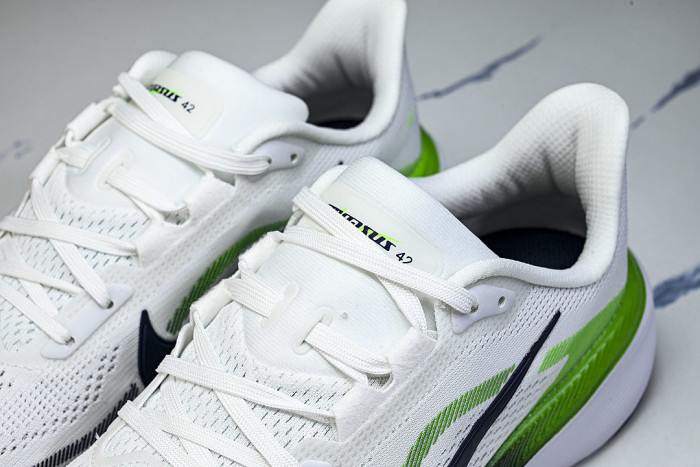 IB1873-107 AIR ZOOM PEGASUS 42 WEAR-RESISTANT RUNNING SHOES WHITE/BLACK/GREEN