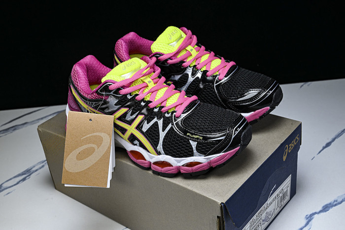 T485N-9005 GEL-NIMBUS 16 SPORTIVE CASUAL RUNNING SHOES BLACK/GREEN/PINK/SILVER