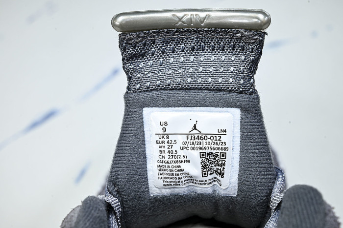 FJ3460-012 JORDAN 14 RETRO FLINT GREY/STEALTH GREY/WHITE