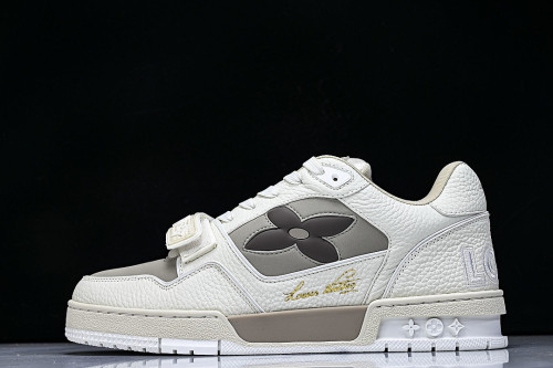LEATHER SPORTS SHOES WHITE/BROWN/WHITE