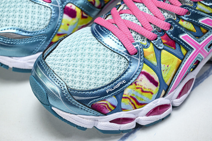 T485Q-0235 GEL-NIMBUS 16 SPORTIVE CASUAL RUNNING SHOES BLUE/PINK/GREEN/RED