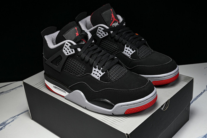 IX8180-001 AIR JORDAN 4 RETRO BRED AJ4 CASUAL SHOES BLACK/INKINESS