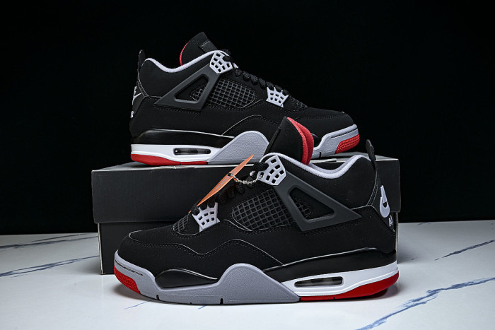 IX8180-001 AIR JORDAN 4 RETRO BRED AJ4 CASUAL SHOES BLACK/INKINESS