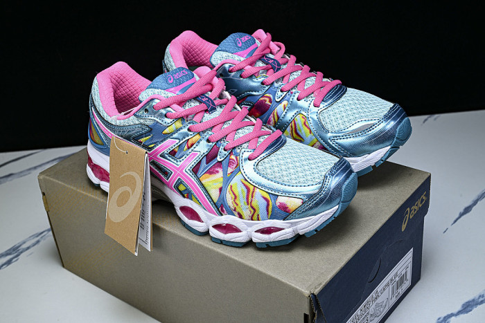 T485Q-0235 GEL-NIMBUS 16 SPORTIVE CASUAL RUNNING SHOES BLUE/PINK/GREEN/RED