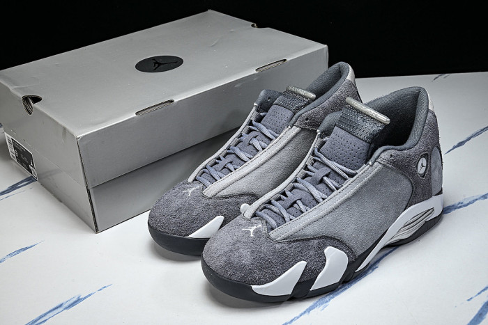FJ3460-012 JORDAN 14 RETRO FLINT GREY/STEALTH GREY/WHITE