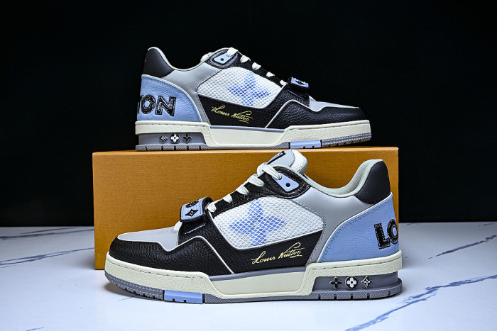 LEATHER SPORTS SHOES WHITE/BLACK/GREY/BLUE
