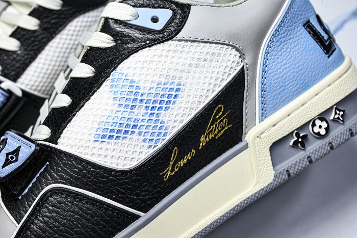 LEATHER SPORTS SHOES WHITE/BLACK/GREY/BLUE
