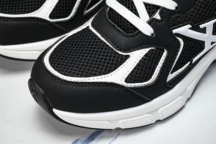 MESH-WOVEN SPORTY CASUAL RUNNING SHOES BLACK/WHITE/BLACK