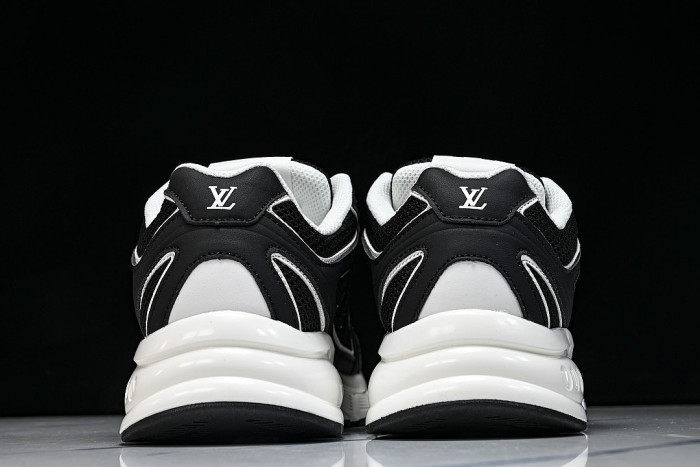 MESH-WOVEN SPORTY CASUAL RUNNING SHOES BLACK/WHITE/BLACK