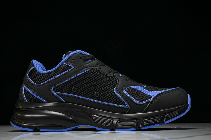 MESH-WOVEN SPORTY CASUAL RUNNING SHOES BLACK/BLUE/BLACK