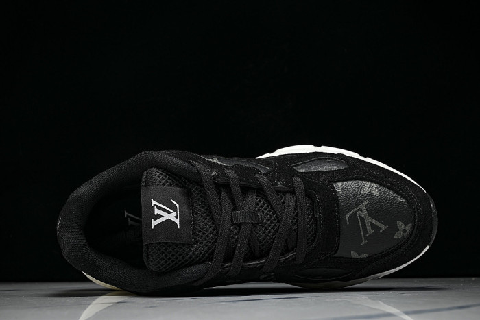 MESH-WOVEN SPORTY CASUAL RUNNING SHOES BLACK/WHITE/BLACK