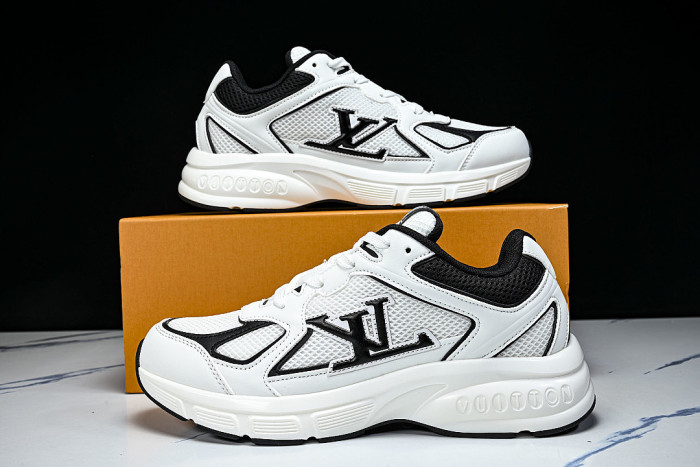 MESH-WOVEN SPORTY CASUAL RUNNING SHOES WHITE/BLACK/WHITE