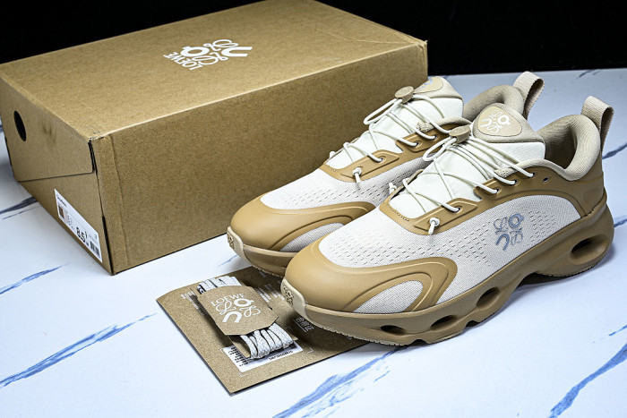 ON RUNNING LEISURE SPORTS SHOES WHITE/BROWN