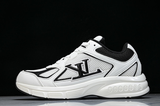 MESH-WOVEN SPORTY CASUAL RUNNING SHOES WHITE/BLACK/WHITE