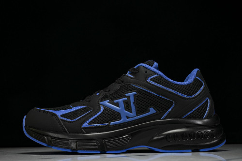 MESH-WOVEN SPORTY CASUAL RUNNING SHOES BLACK/BLUE/BLACK