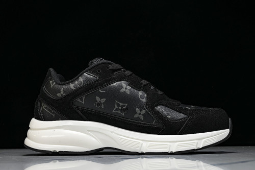 MESH-WOVEN SPORTY CASUAL RUNNING SHOES BLACK/WHITE/BLACK