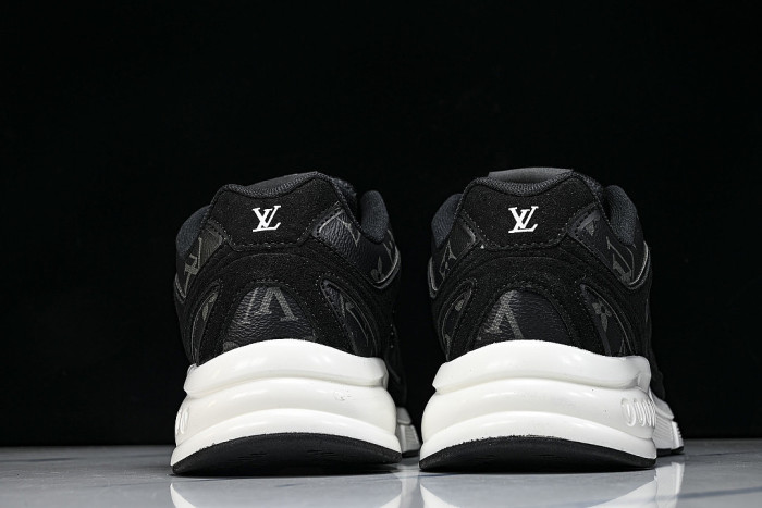 MESH-WOVEN SPORTY CASUAL RUNNING SHOES BLACK/WHITE/BLACK