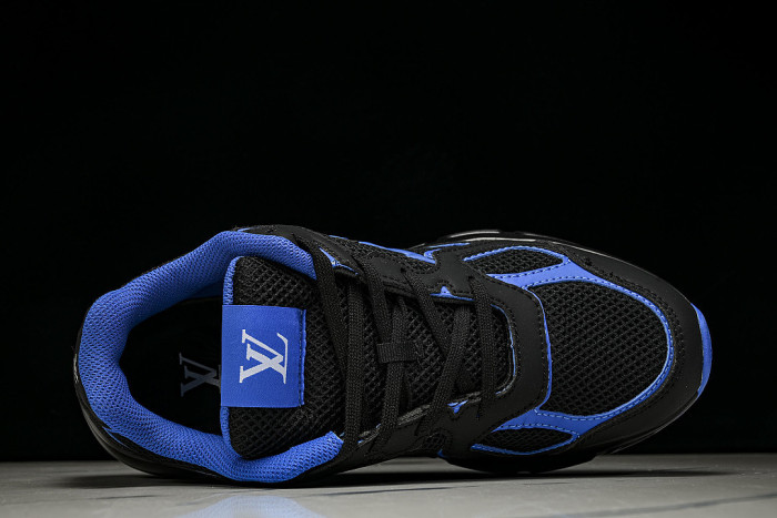 MESH-WOVEN SPORTY CASUAL RUNNING SHOES BLACK/BLUE/BLACK