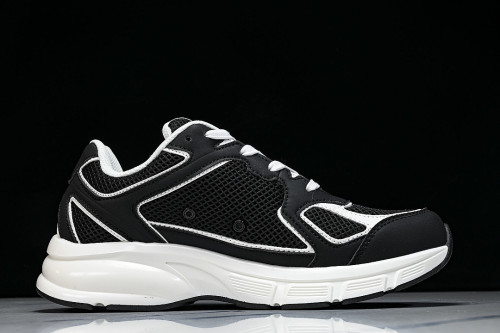 MESH-WOVEN SPORTY CASUAL RUNNING SHOES BLACK/WHITE/BLACK
