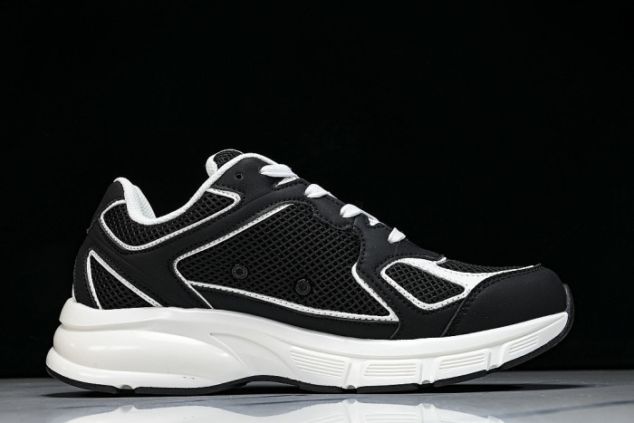 MESH-WOVEN SPORTY CASUAL RUNNING SHOES BLACK/WHITE/BLACK