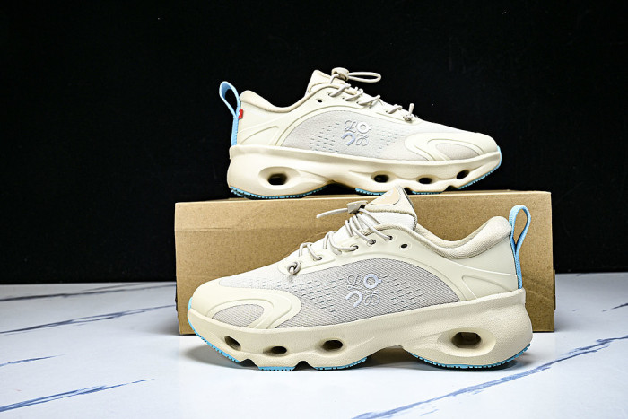 ON RUNNING LEISURE SPORTS SHOES BEIGE/BLUE/BEIGE