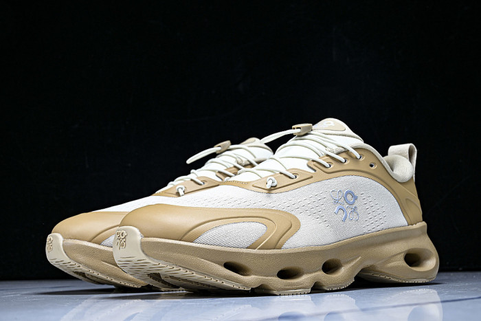 ON RUNNING LEISURE SPORTS SHOES WHITE/BROWN