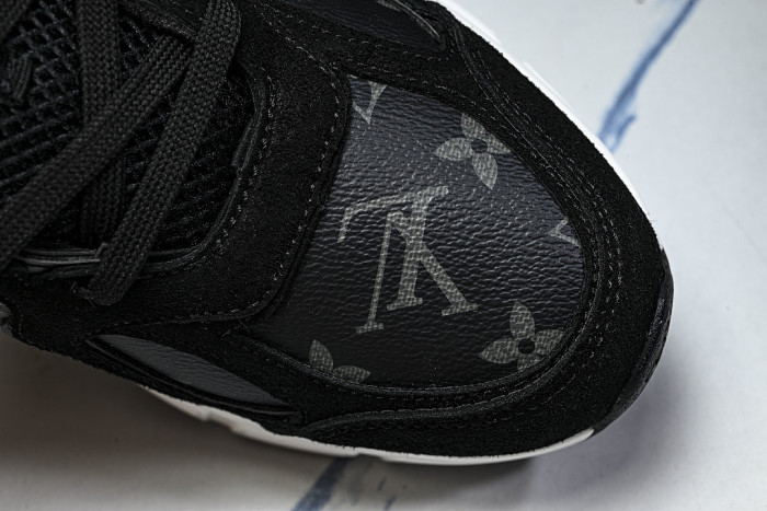 MESH-WOVEN SPORTY CASUAL RUNNING SHOES BLACK/WHITE/BLACK