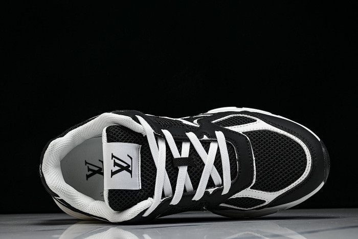 MESH-WOVEN SPORTY CASUAL RUNNING SHOES BLACK/WHITE/BLACK