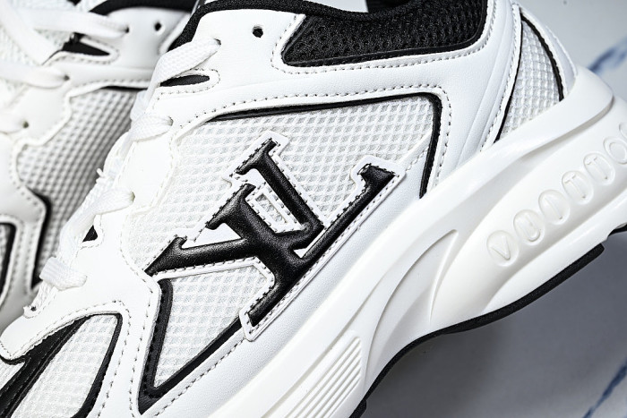 MESH-WOVEN SPORTY CASUAL RUNNING SHOES WHITE/BLACK/WHITE