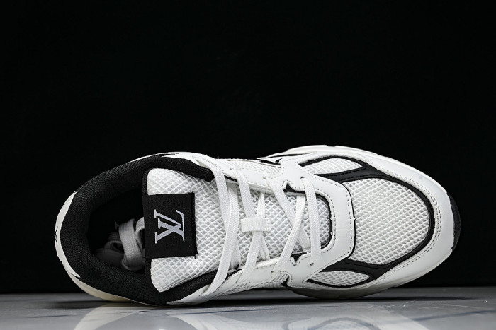 MESH-WOVEN SPORTY CASUAL RUNNING SHOES WHITE/BLACK/WHITE