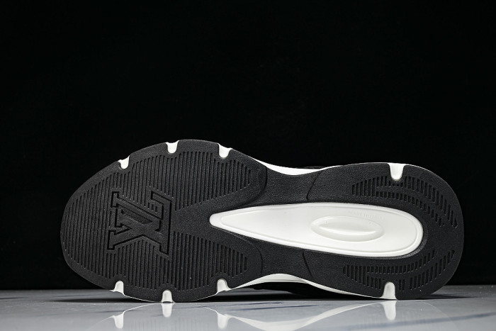 MESH-WOVEN SPORTY CASUAL RUNNING SHOES BLACK/WHITE/BLACK